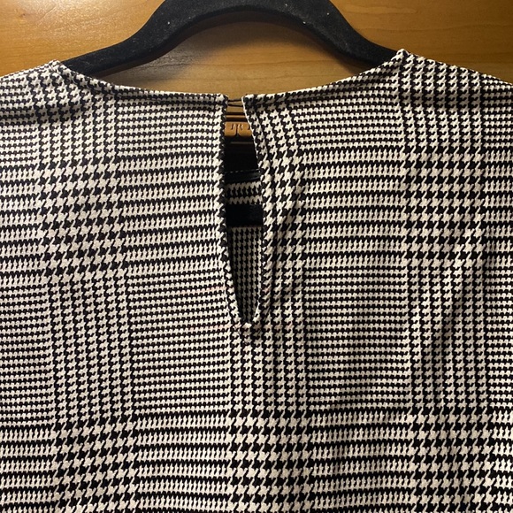 ZARA Women’s Black & White Hounds Tooth Blouse with Lace Trim Size Medium - Picture 5 of 8